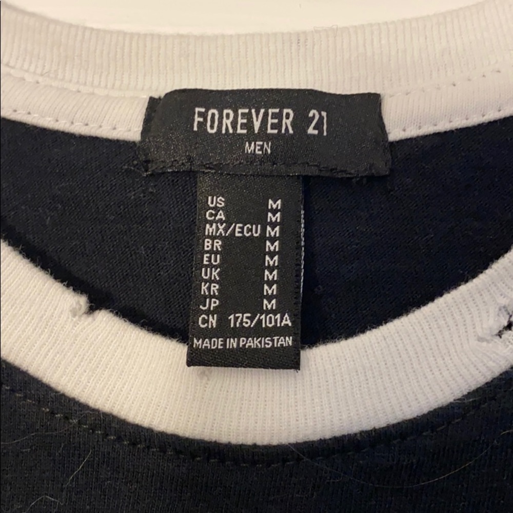 Forever 21 Navy Green White Striped Cropped Shirt - Picture 3 of 3